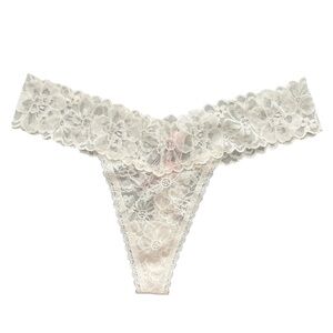 Victoria's Secret Cream Lace High Cut Thong Size Large